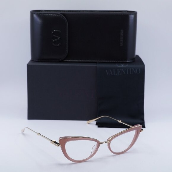 Valentino V-DAYDREAM VLX-123B Cat Eye Eyeglasses 51mm - Powder Pink/Gold - Picture 1 of 10